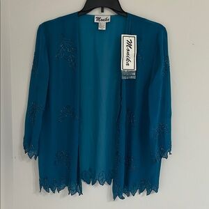 Teal Embellished Women's Jacket